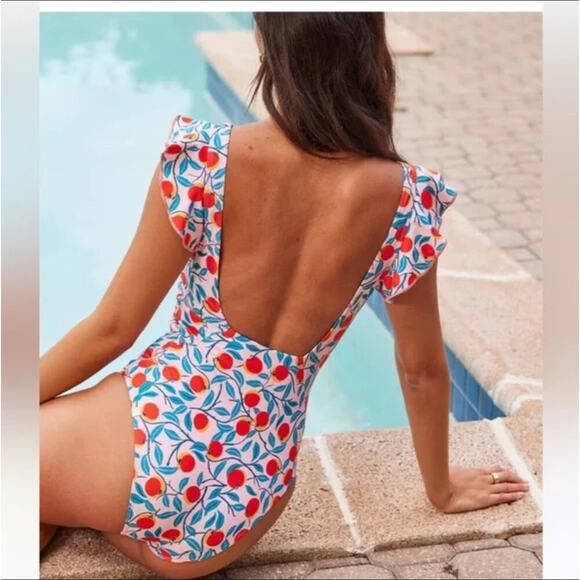 DVF for Summersalt Peach Ruffle Backflip Swimsuit One Piece size 20 - Picture 3 of 10